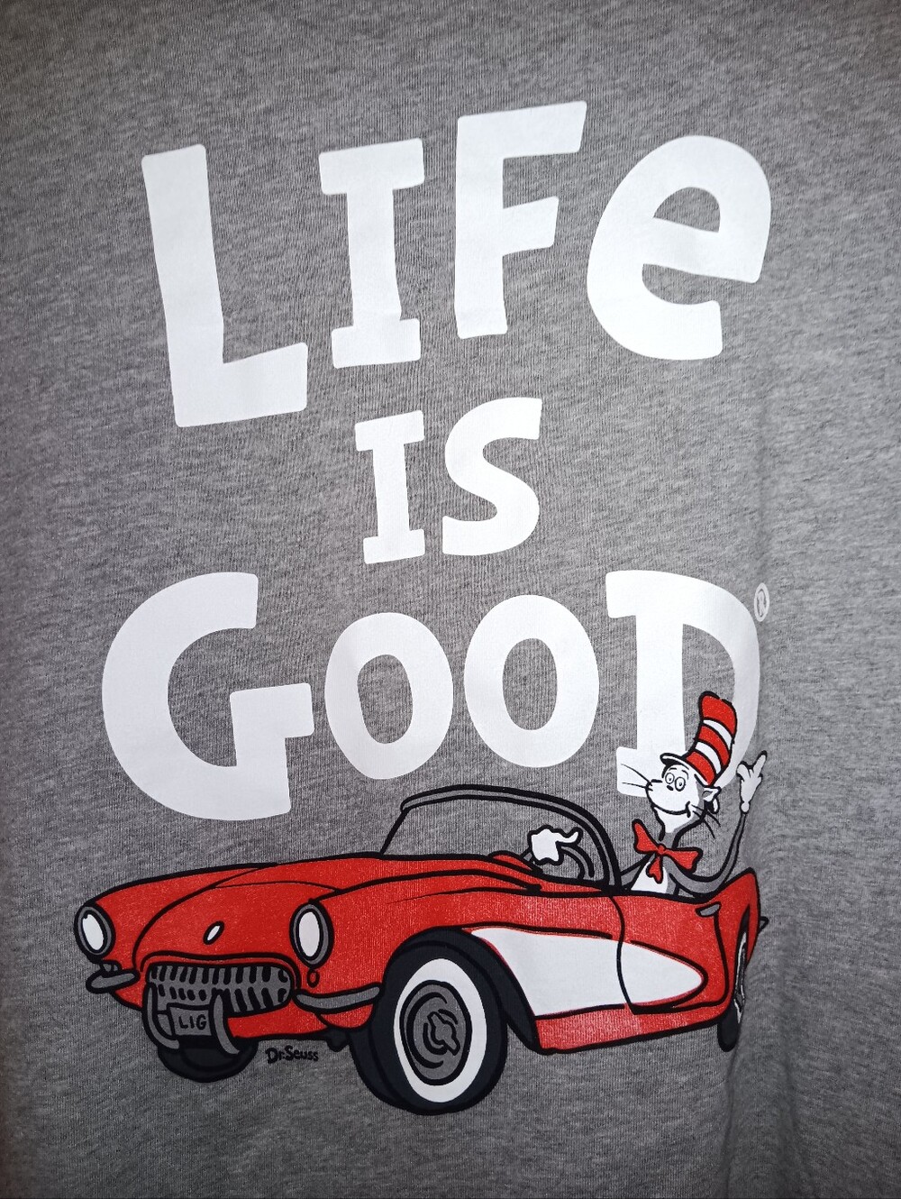 Life Is Good Gray Crewneck Tee with Subtle Logo Print NWOT